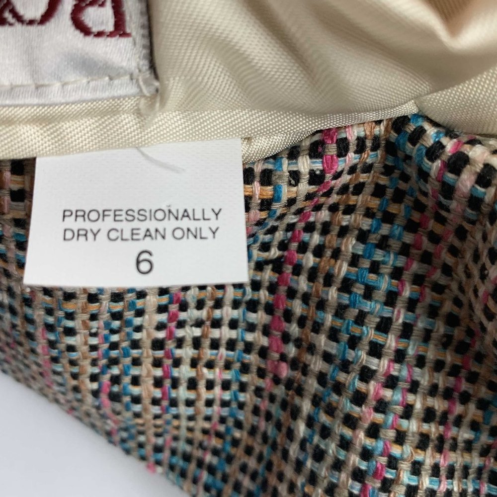 Vintage 80s raw silk blazer jacket multicolor 6 S - Picture 7 of 13